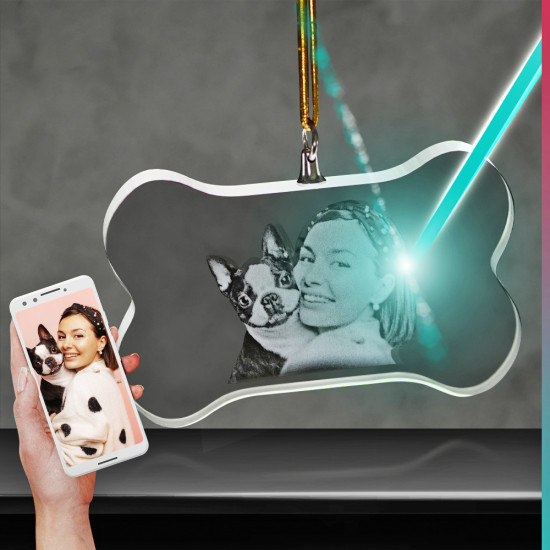 2D Crystal Dog Bone Ornament main product photo
