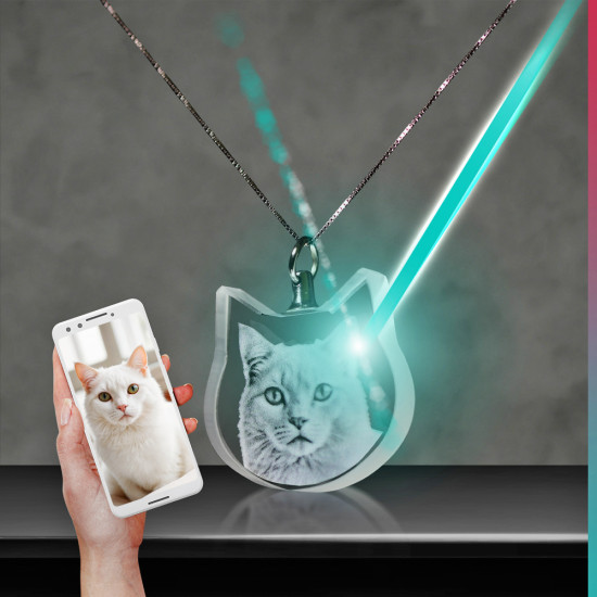 2D Crystal Cat Necklace